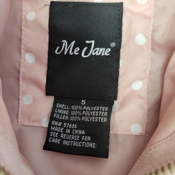 Me Jane Little Girls Pink Quilted Coat Polka Dots Gold Zippers Size 5 - Picture 5 of 5